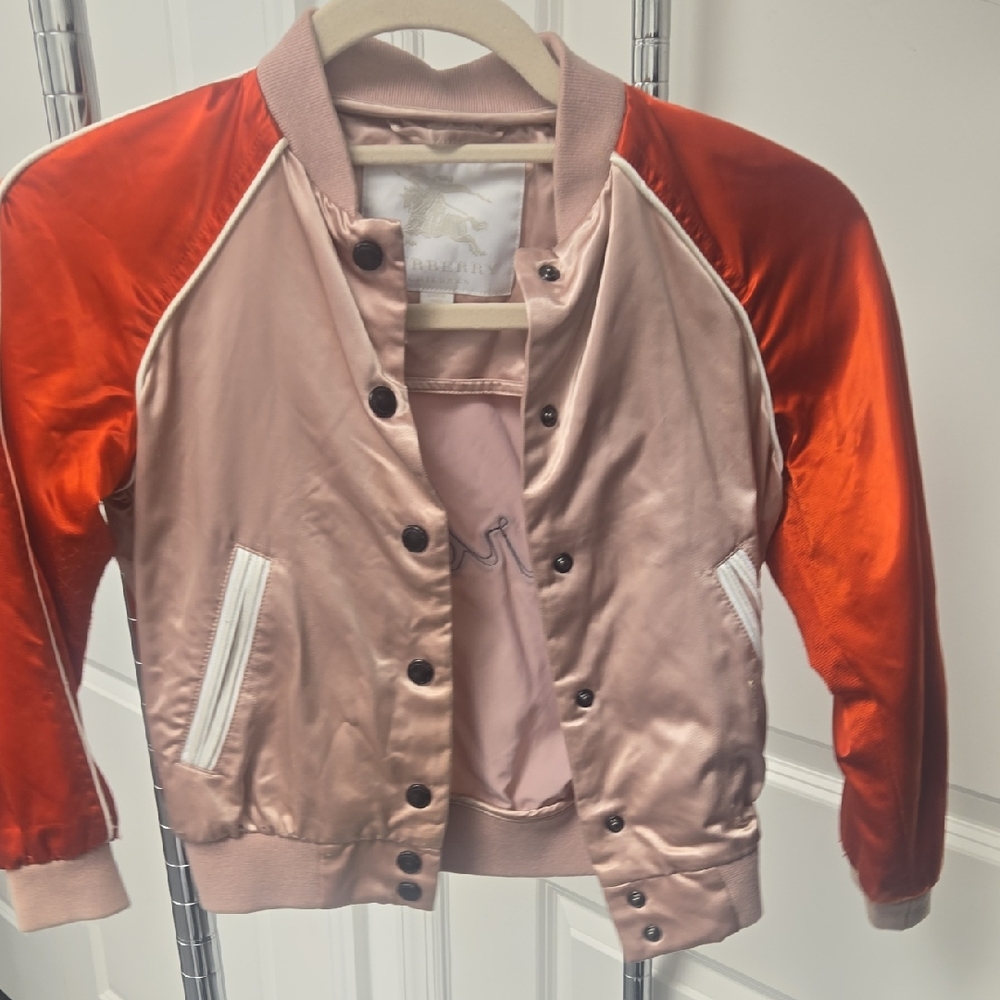 Stylish Burberry. Pink and Red Kids Bomber Jacket